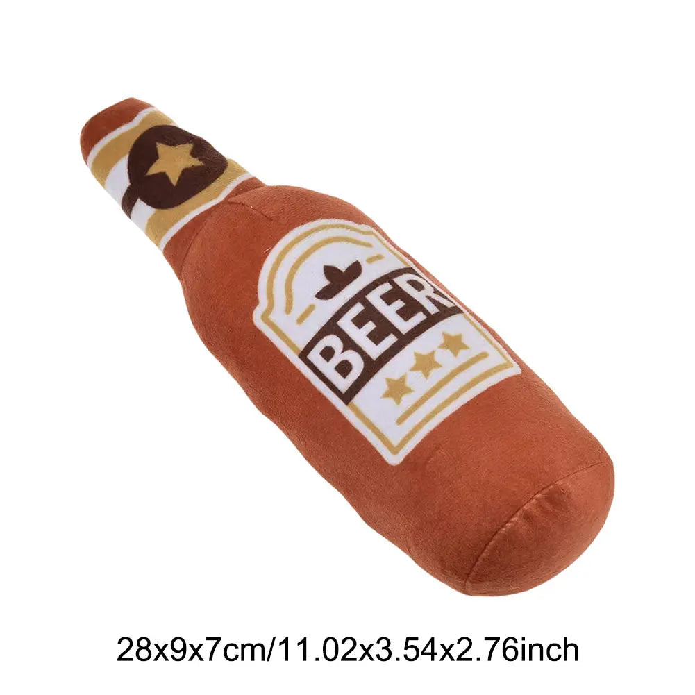 Beer Bottle Squeaky Dog Toy