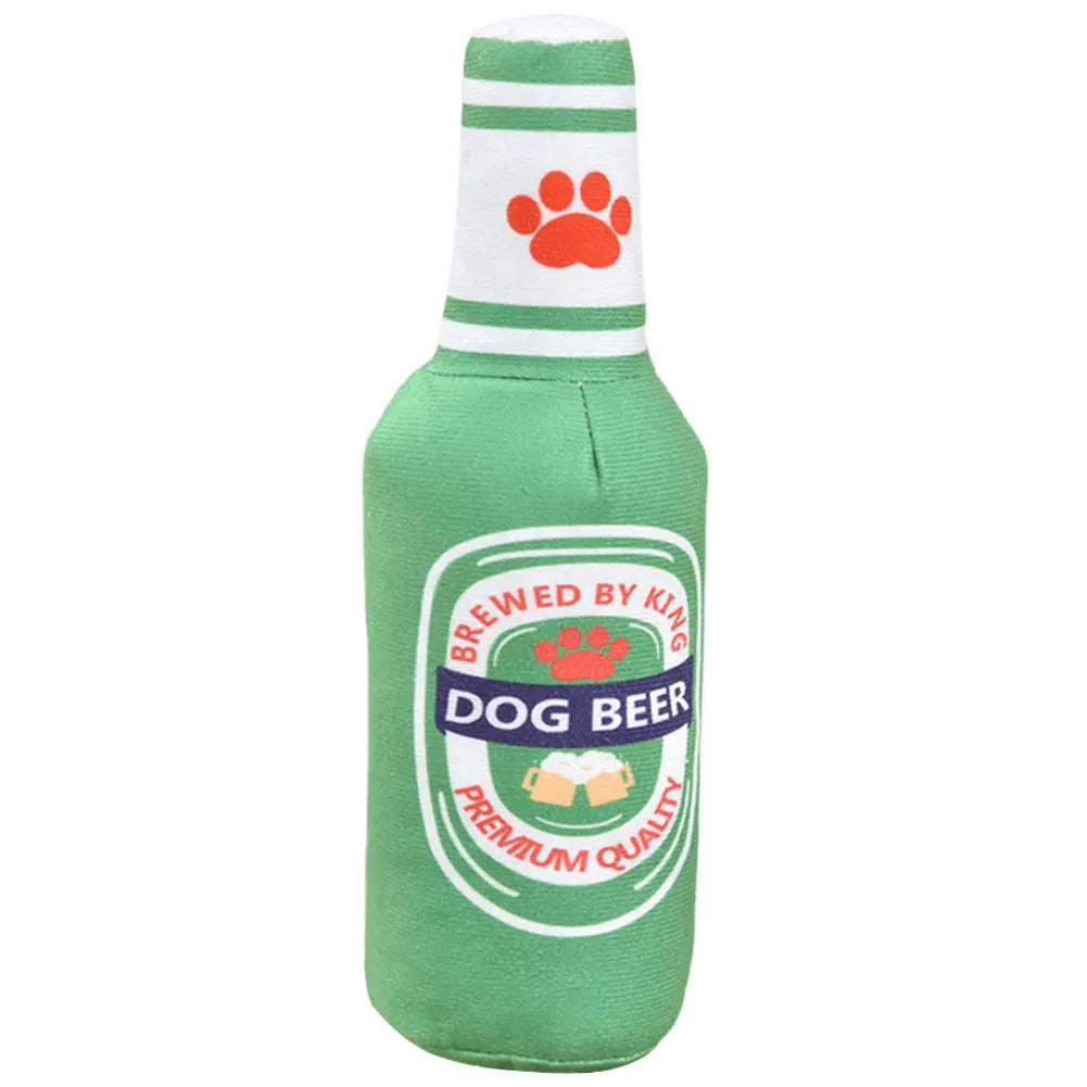 Beer Bottle Squeaky Dog Toy