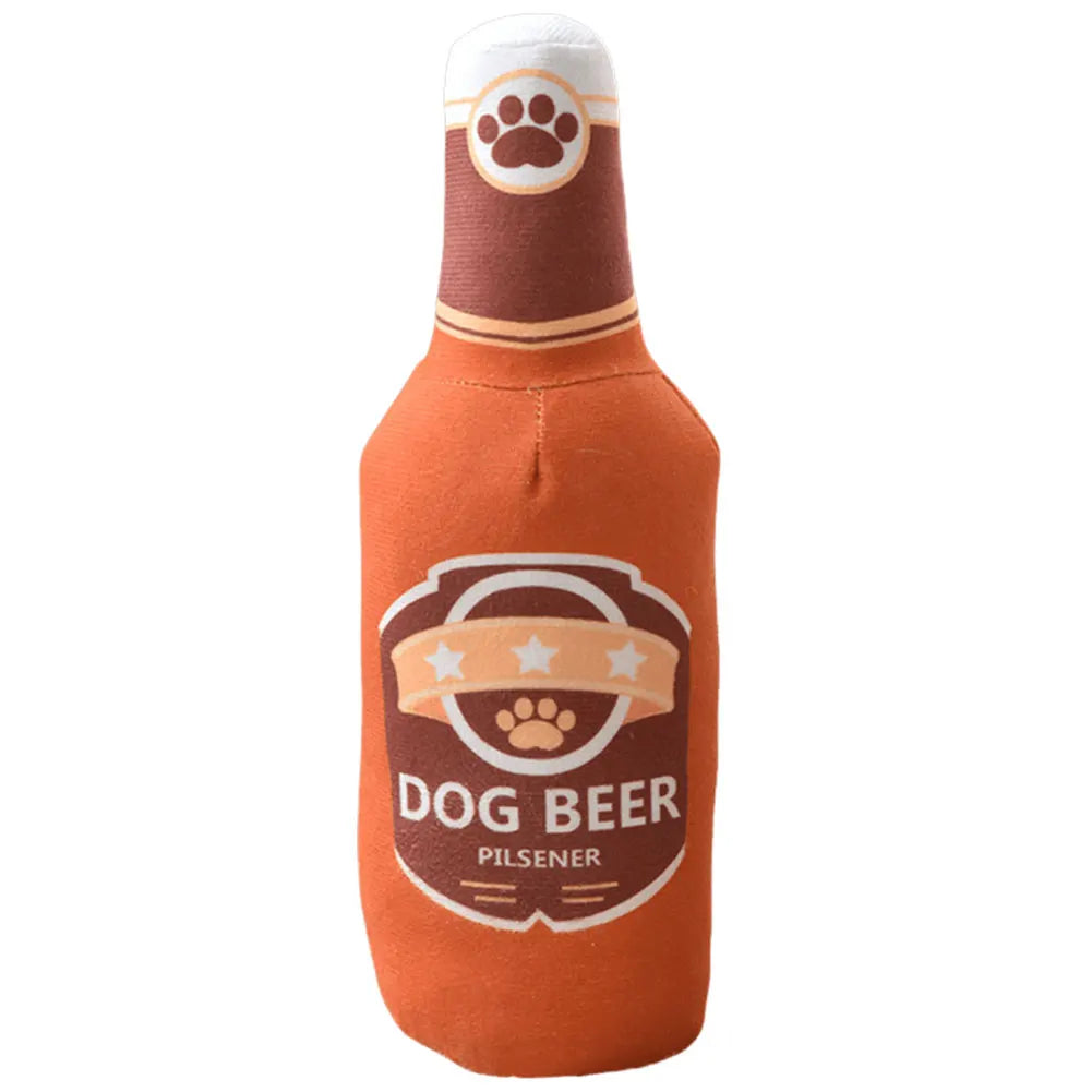 Beer Bottle Squeaky Dog Toy