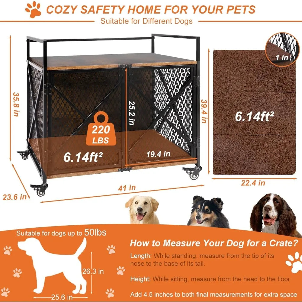 Wood Indoor Dog Kennel/End Table