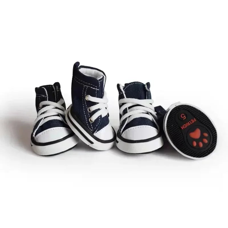 4 Pcs Anti-skidding Denim Dog Shoes