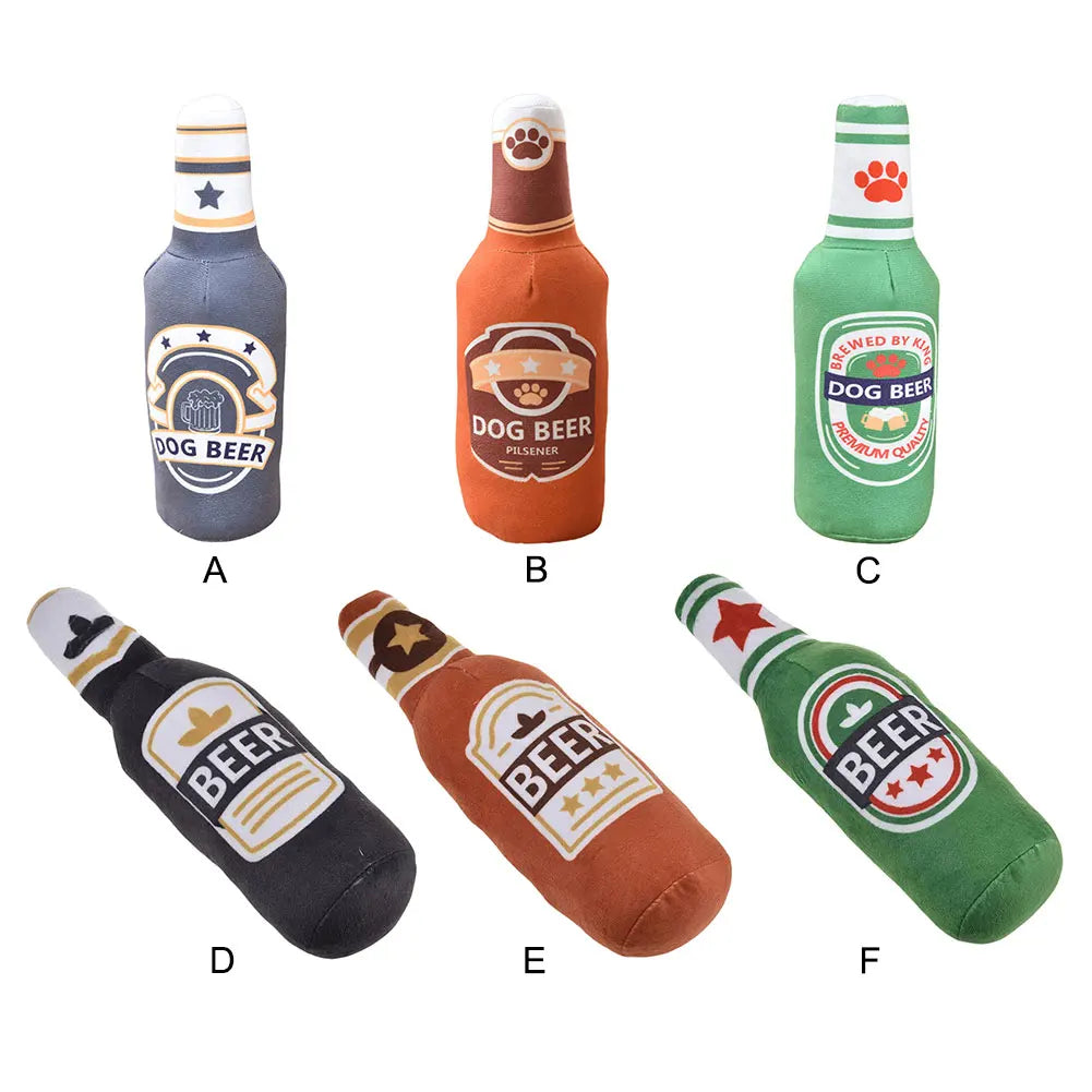 Beer Bottle Squeaky Dog Toy