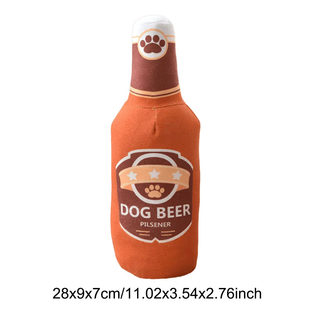 Beer Bottle Squeaky Dog Toy