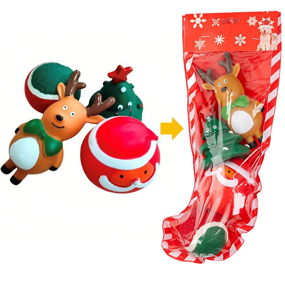 Christmas Stocking Dog Toys Set