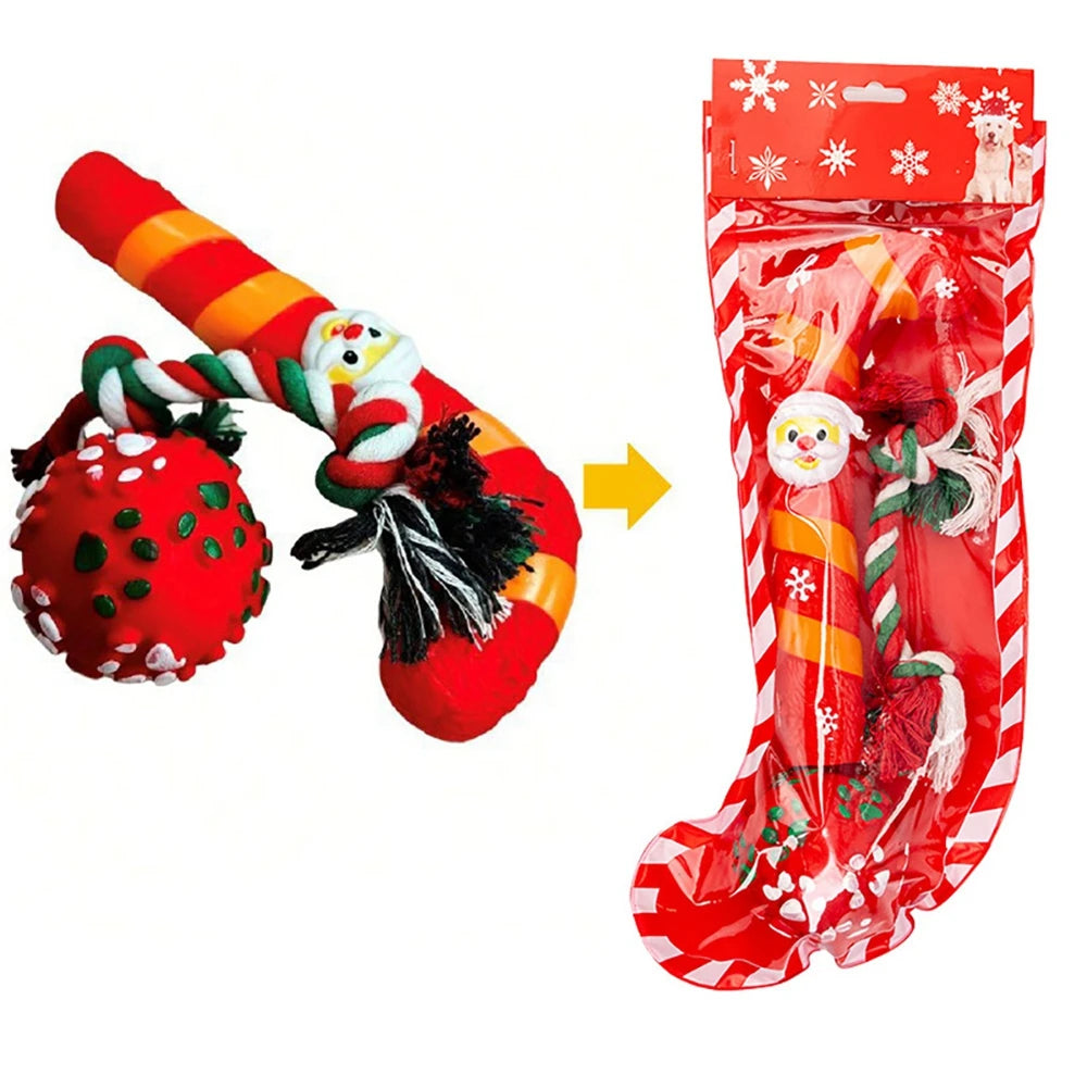 Christmas Stocking Dog Toys Set