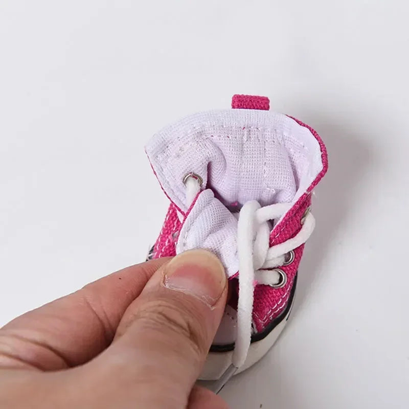 4 Pcs Anti-skidding Denim Dog Shoes