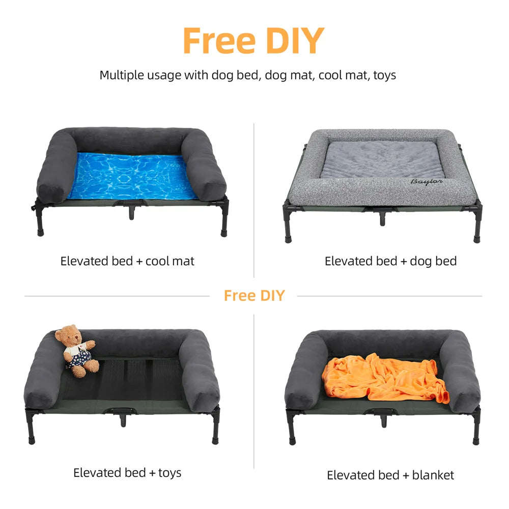 Raised Dog Bed with Cooling Breathable Mat