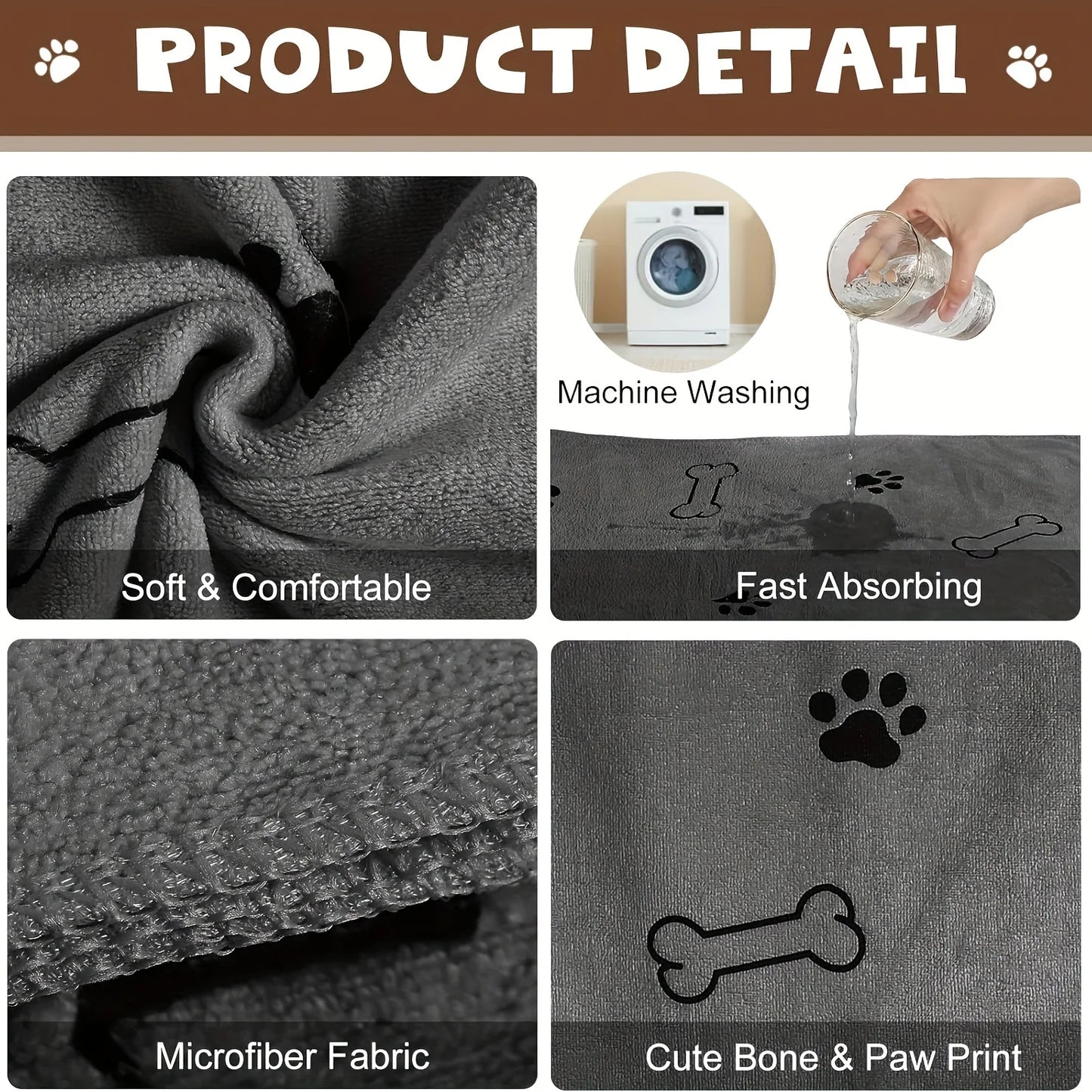 Quick-Drying Microfiber Pet Bath Towel