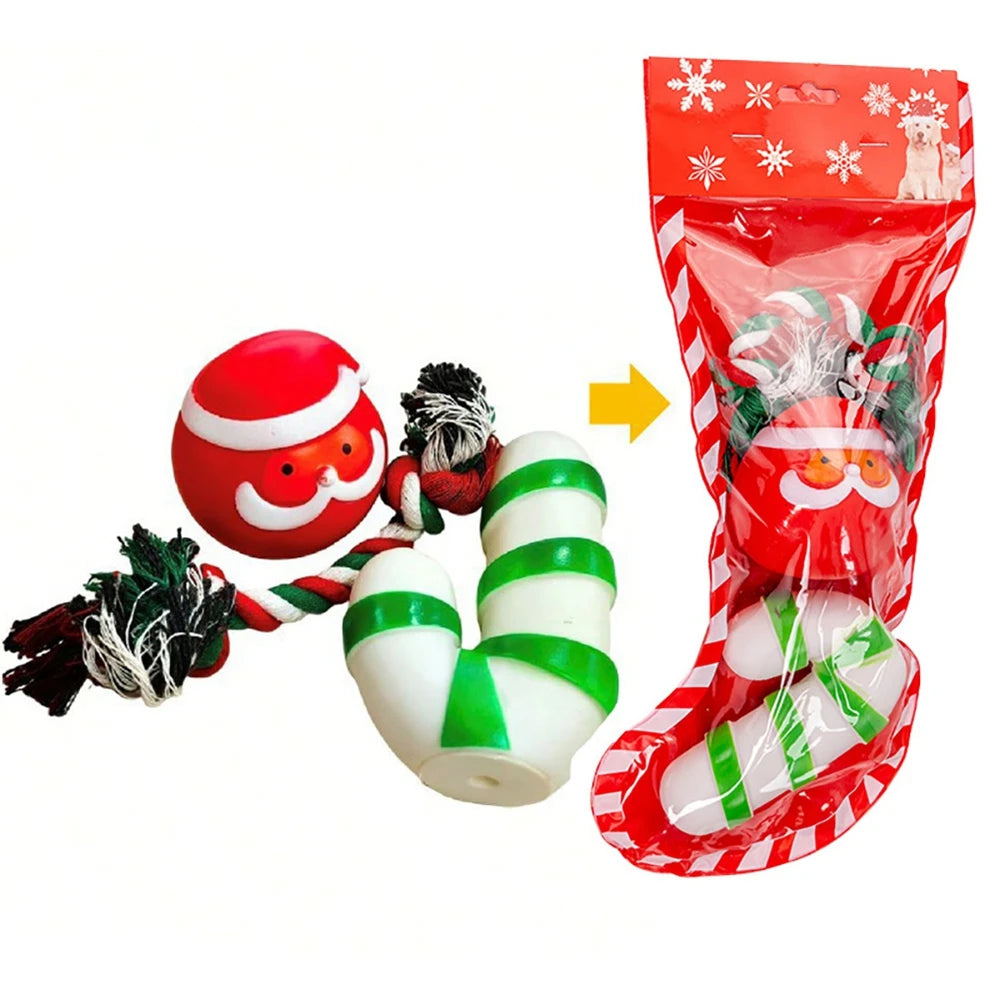 Christmas Stocking Dog Toys Set