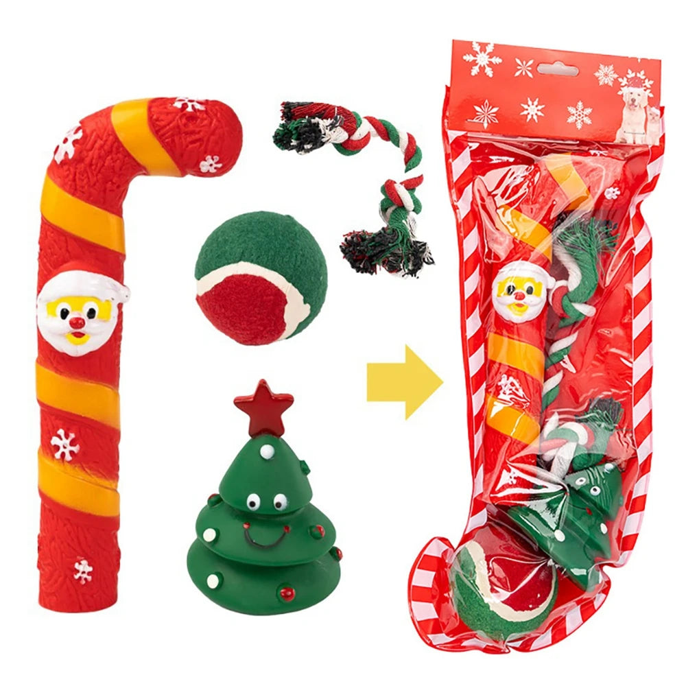 Christmas Stocking Dog Toys Set