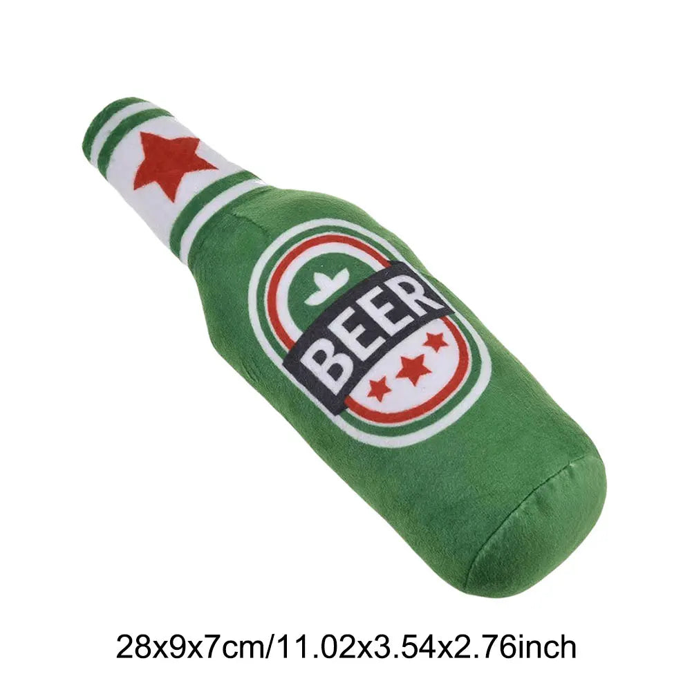 Beer Bottle Squeaky Dog Toy