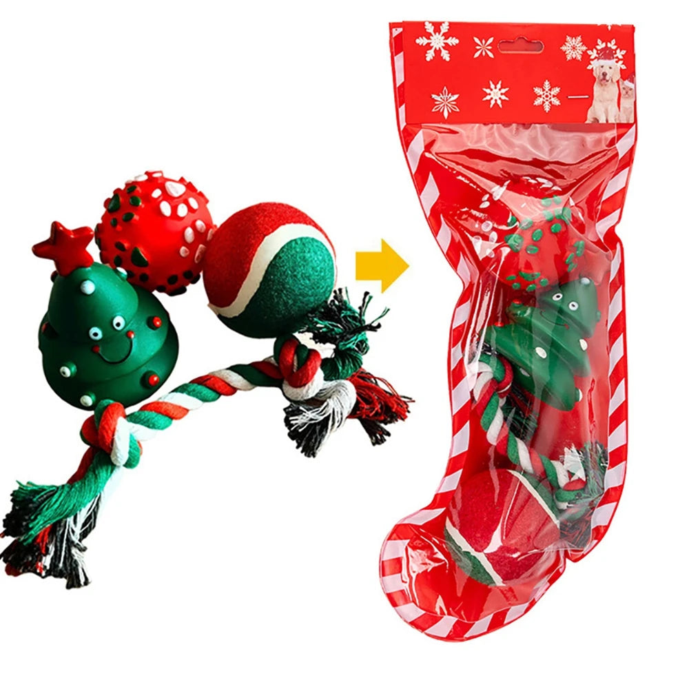 Christmas Stocking Dog Toys Set