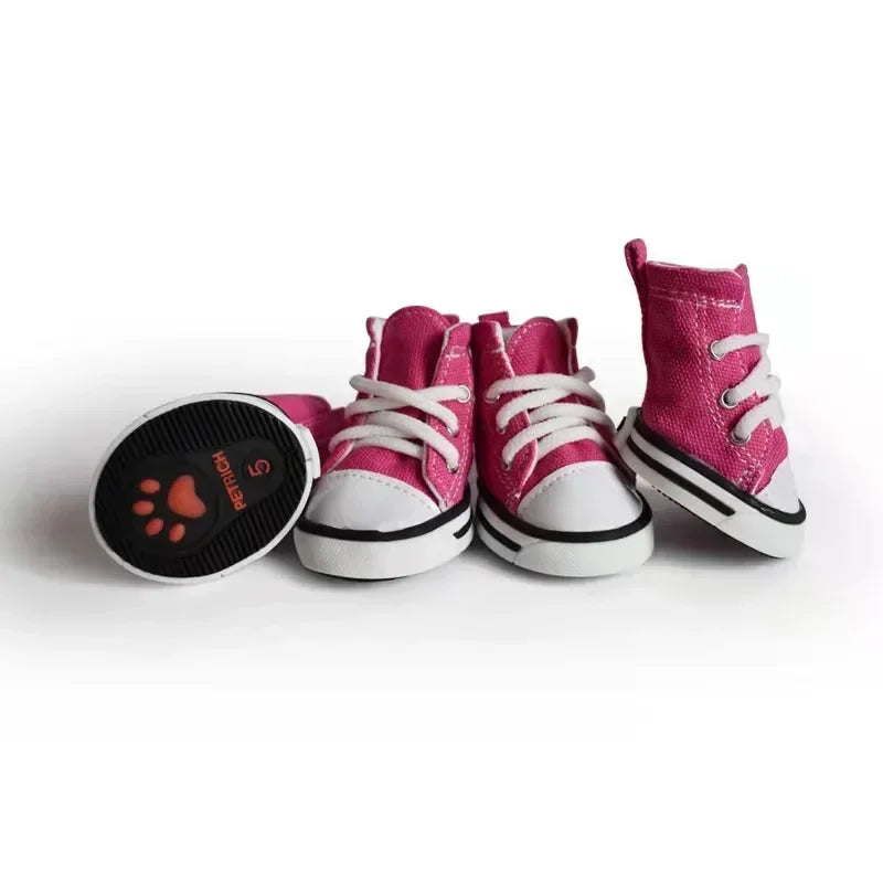 4 Pcs Anti-skidding Denim Dog Shoes