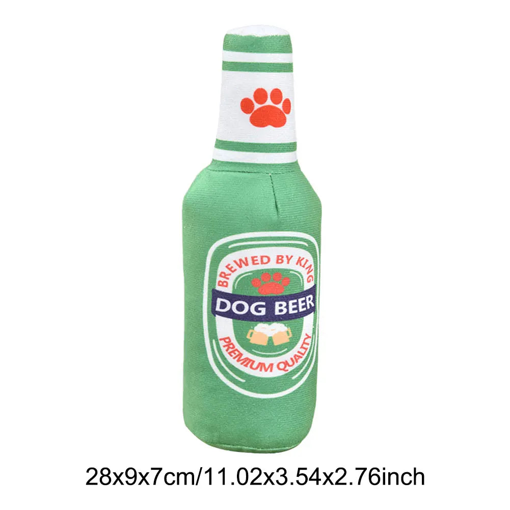 Beer Bottle Squeaky Dog Toy