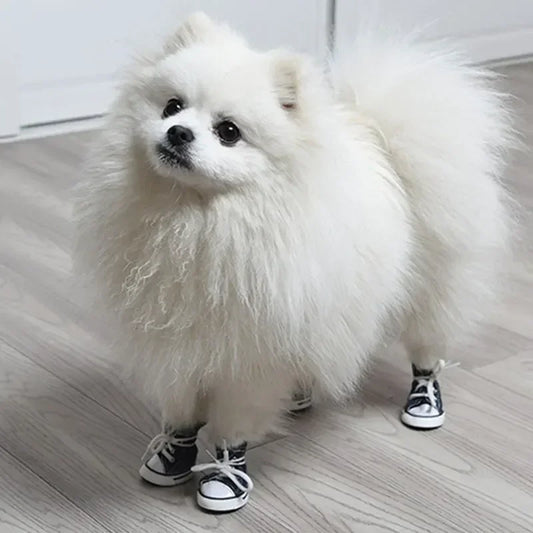 4 Pcs Anti-skidding Denim Dog Shoes