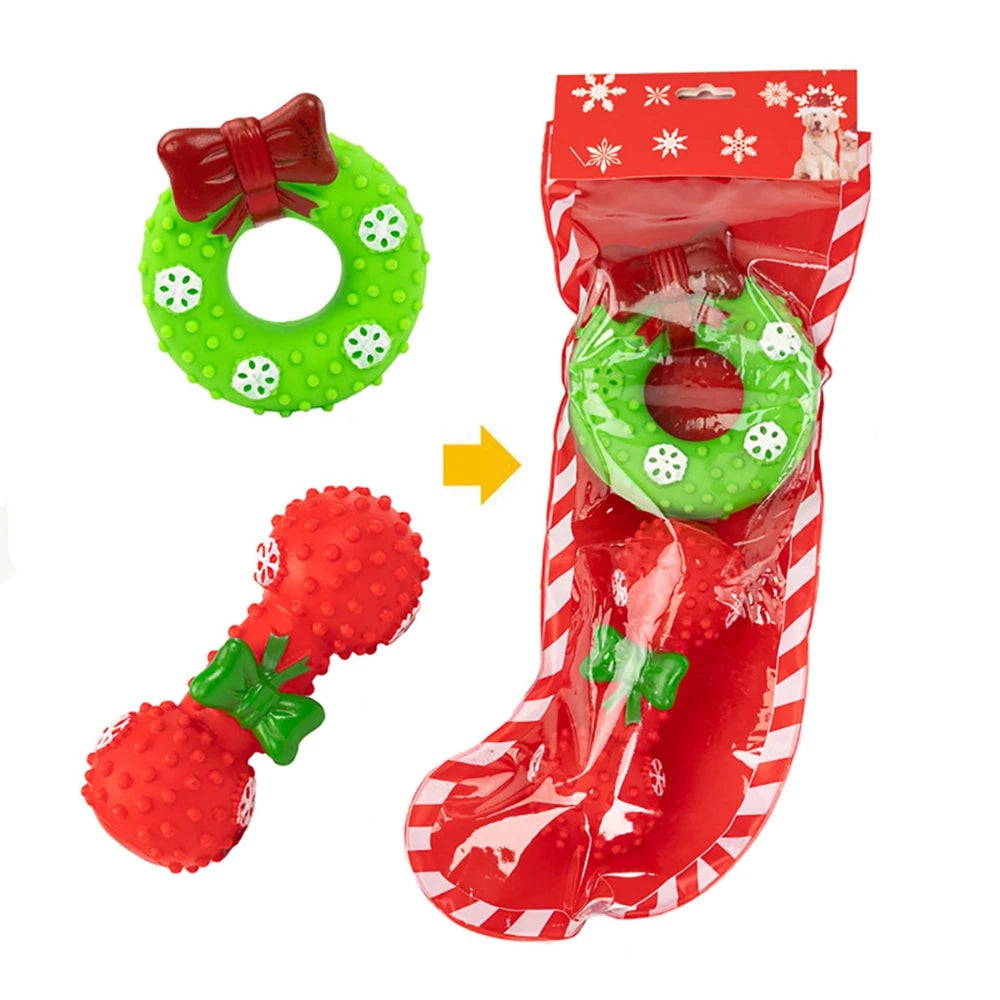 Christmas Stocking Dog Toys Set
