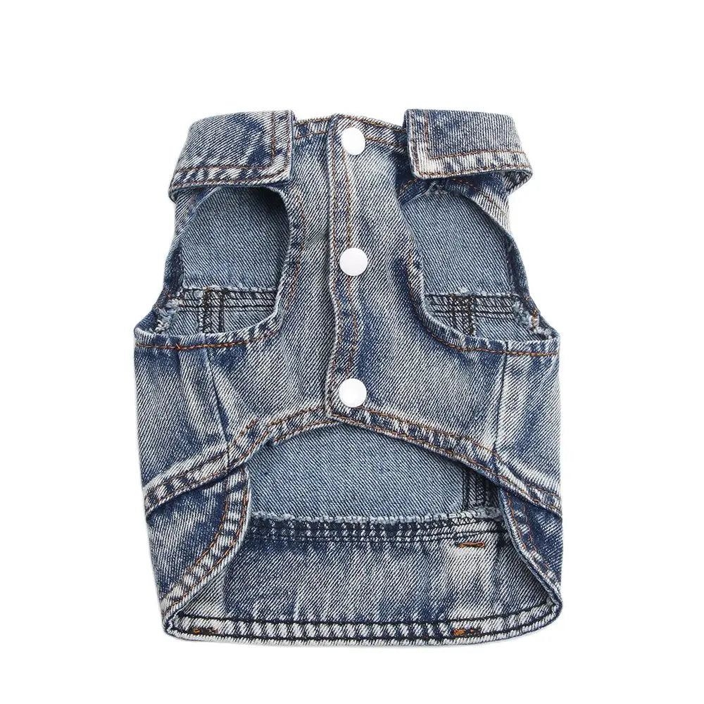 Pet Denim Jacket Dark Wash With Harness