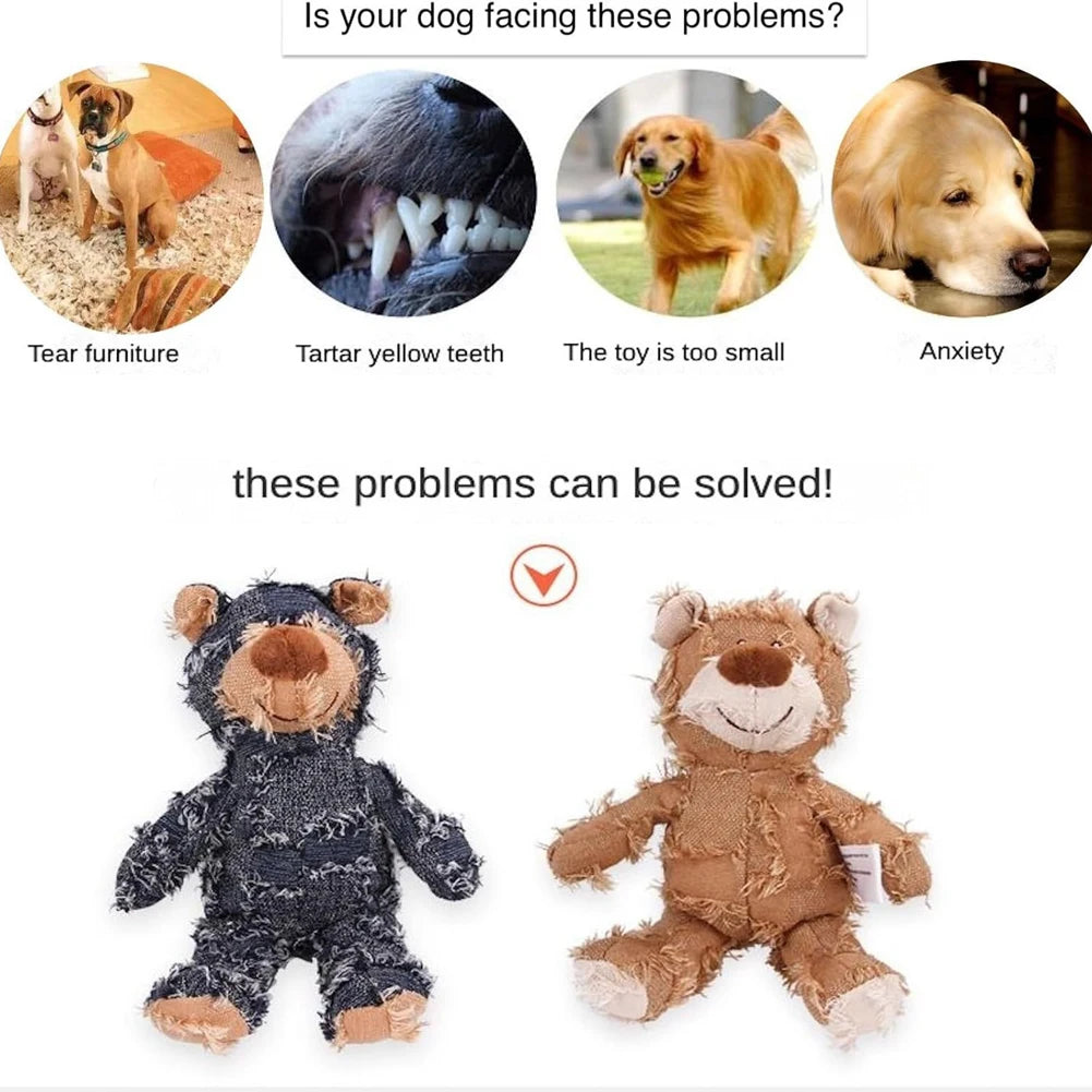 Squeaky Plush Bear Pet Toy
