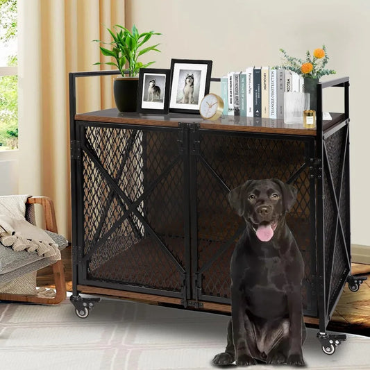 Wood Indoor Dog Kennel/End Table