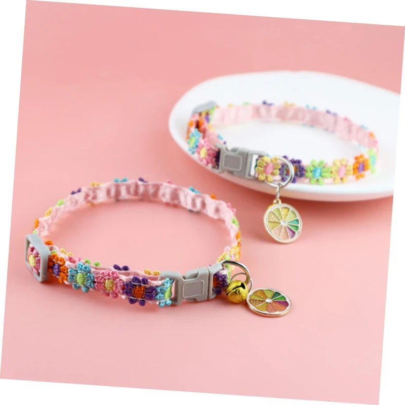 Cute Floral Pet Collar With Bell