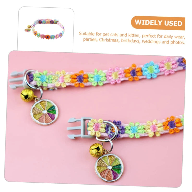 Cute Floral Pet Collar With Bell