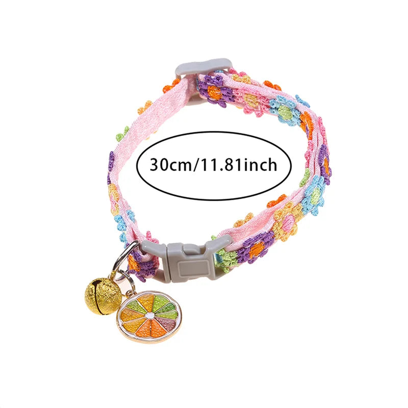 Cute Floral Pet Collar With Bell