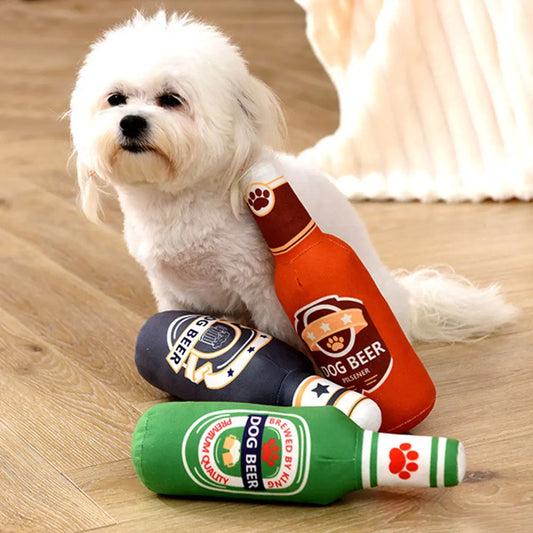 Beer Bottle Squeaky Dog Toy