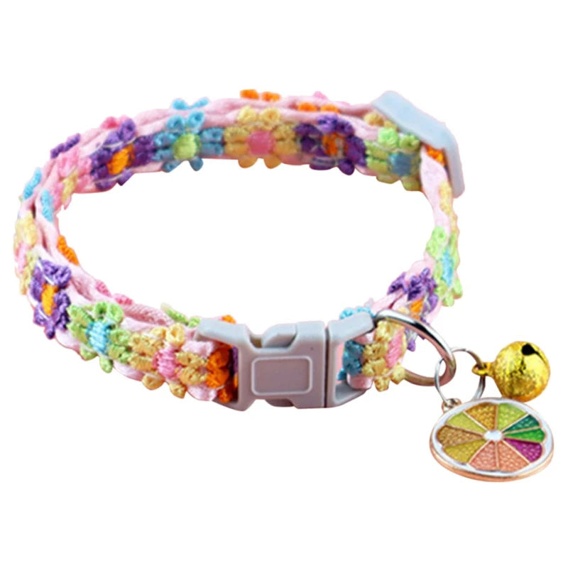 Cute Floral Pet Collar With Bell
