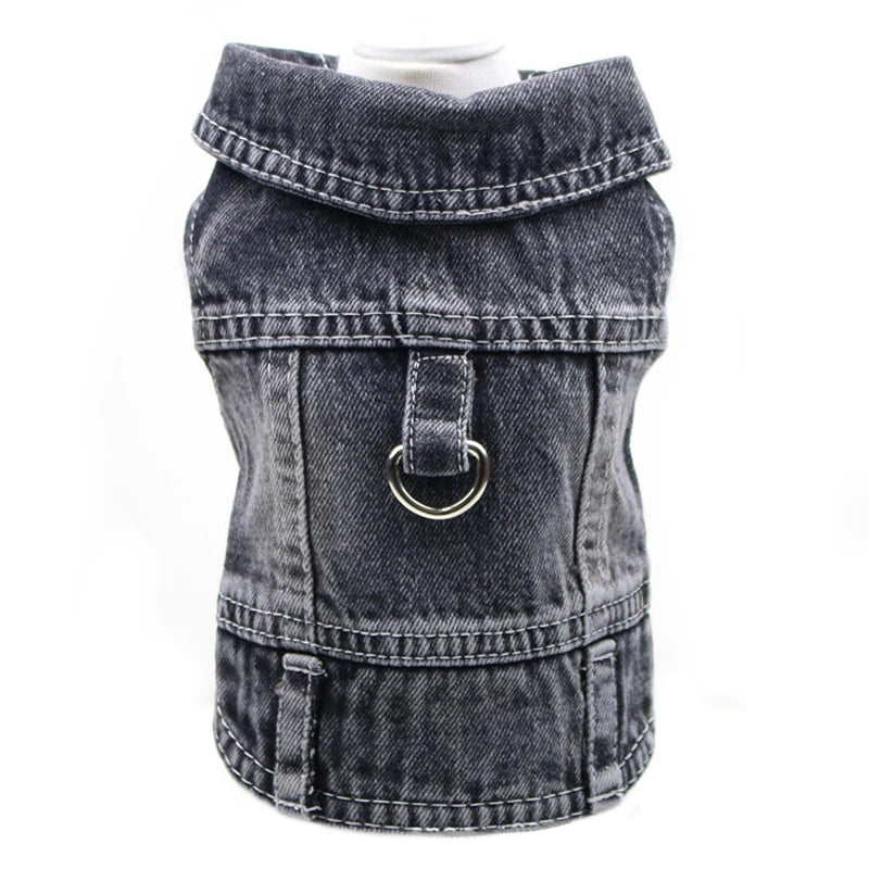 Pet Denim Jacket Dark Wash With Harness