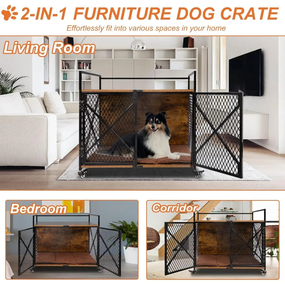 Wood Indoor Dog Kennel/End Table