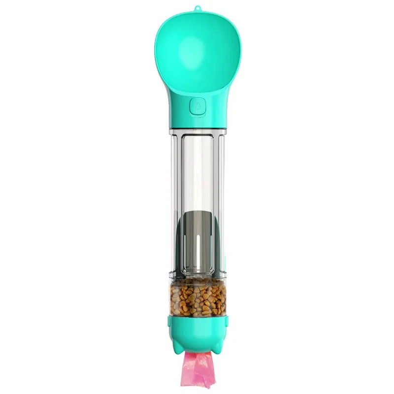 Dog 4 in 1 Portable Water Bowl Dispenser with Dog Whistle & Food Container 300ml/500ml