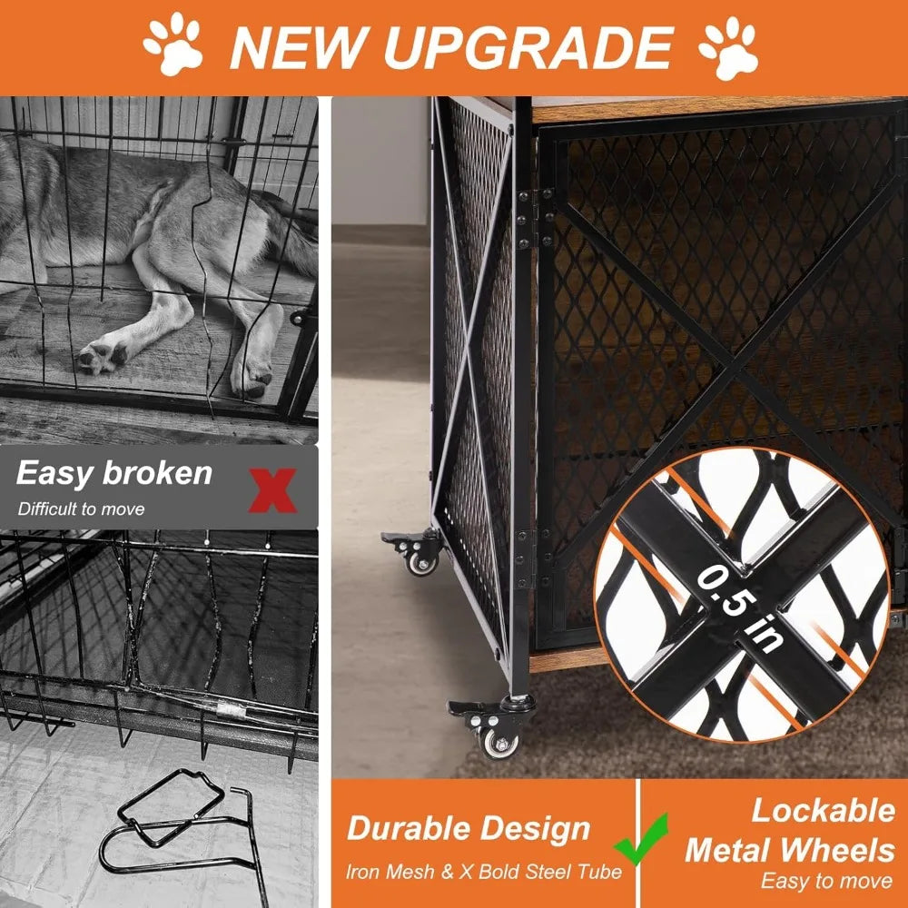 Wood Indoor Dog Kennel/End Table